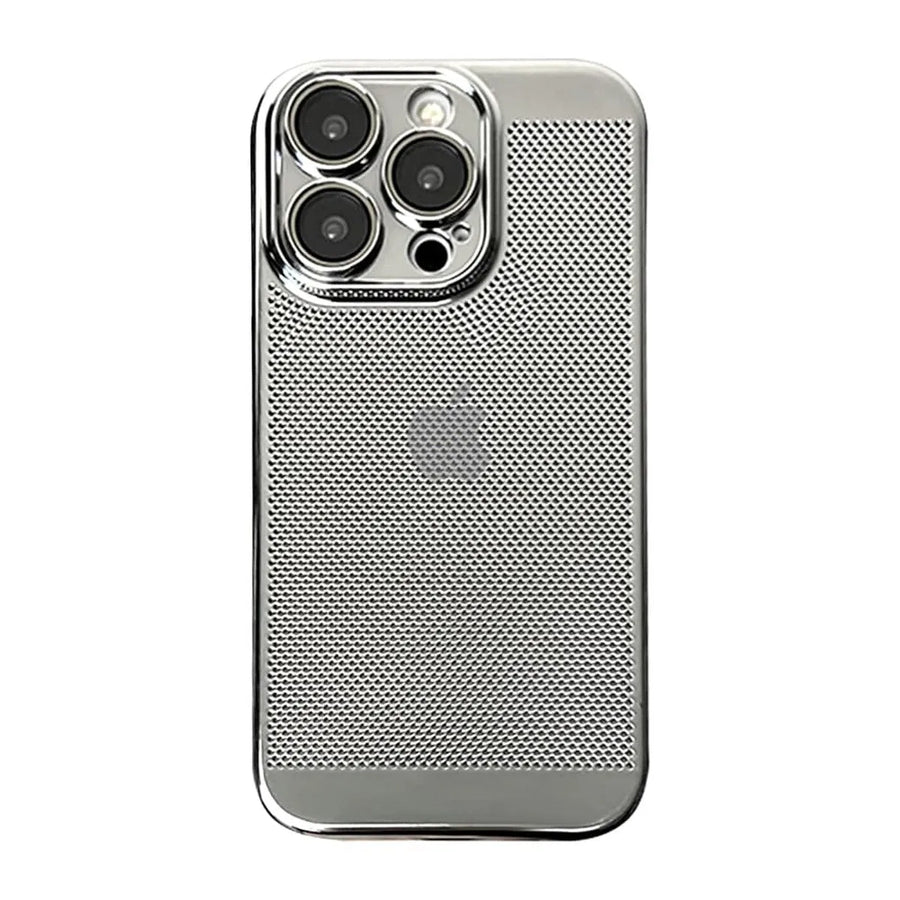 Buy Plating Breathable Heat Dissipation Mesh Cooling Case for iPhone - Alexander at Caseles-iPhone 16 Pro Max, Silver