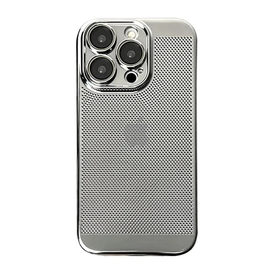 Buy Plating Breathable Heat Dissipation Mesh Cooling Case for iPhone - Alexander at Caseles-iPhone 16 Pro Max, Silver