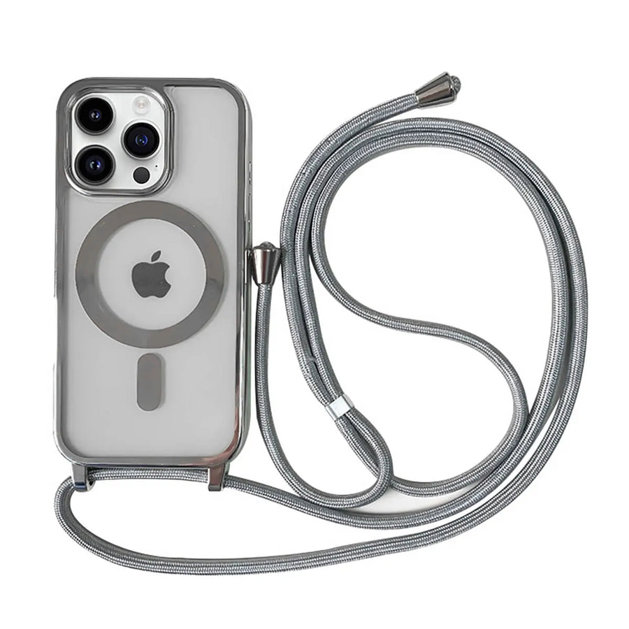 Buy Ultra Slim Magnetic Phone Case, Support Magsafe, Heavy Duty Shockproof Protective Cover, with Adjustable Crossbody Strap - Archer at Caseles-iPhone 16 Pro Max, Gray