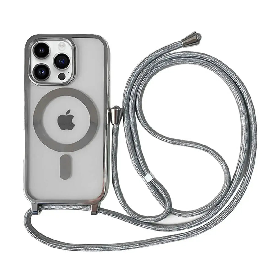 Buy Ultra Slim Magnetic Phone Case, Support Magsafe, Heavy Duty Shockproof Protective Cover, with Adjustable Crossbody Strap - Archer at Caseles-iPhone 16 Pro Max, Gray