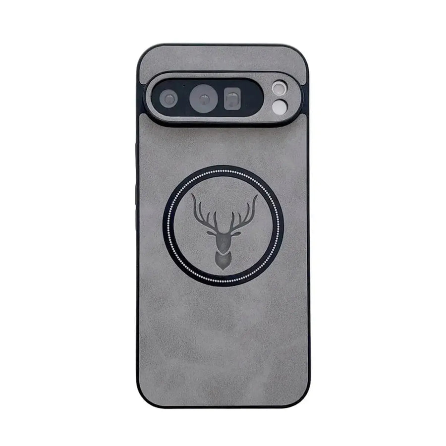 Buy Premium PU leather deer case with full protection and MagSafe wireless charging for Google Pixel – ADAM at Caseles-Google Pixel 9 Pro XL, Caribou-Dark Gray