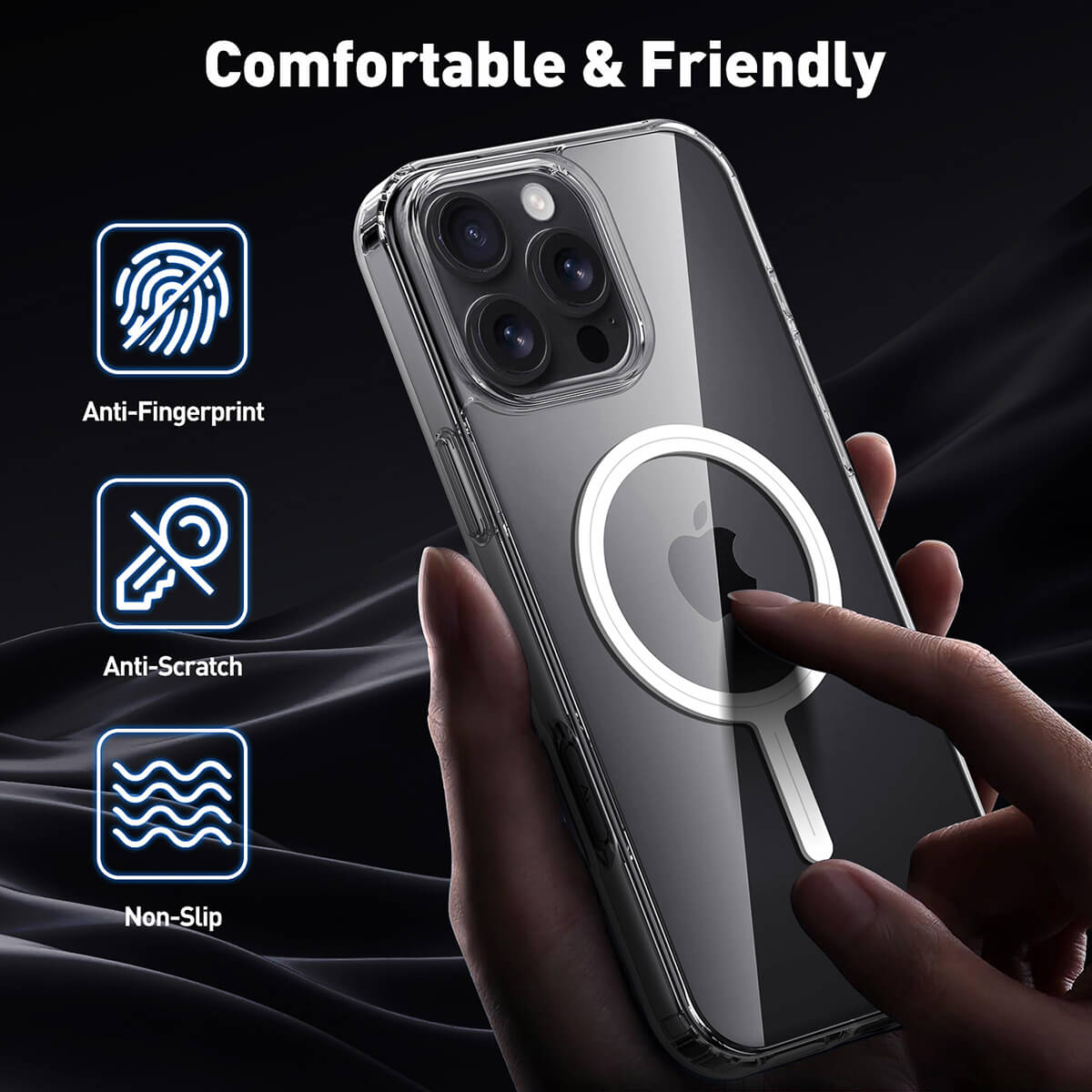 Buy Slim crystal-clear MagSafe iPhone case with strong magnetic adsorption, anti-yellowing durability, and military-grade drop protection - iPhone MagSafe Clear Case at Caseles -iPhone 17 Pro Max,