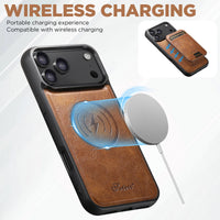 Buy Full Coverage Protection, Leather Phone case, Phone Stander, Card Holder Wallet Case,Francis at Caseles-iPhone 17 Pro Max, Francis-Coffee