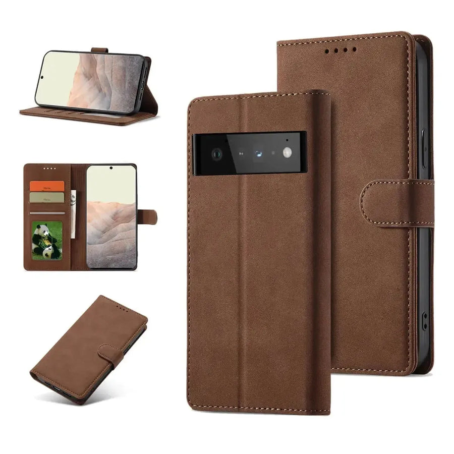 Buy Caseles Magnetic Folio Wallet Phone Case For Pixel, Premium Leather, Credit Card Holder, Magnetic Closure, Flip Kickstand Shockproof Case, Heston at Caseles-Google Pixel 9 Pro XL, Coffee
