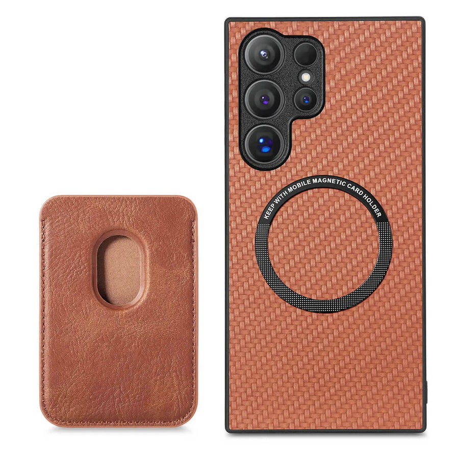 Buy Luxury Leather Galaxy Wallet Case with Magnetic Closure & Card Slot - Jaxson at Caseles-Samsung Galaxy S25 Ultra, Bronze