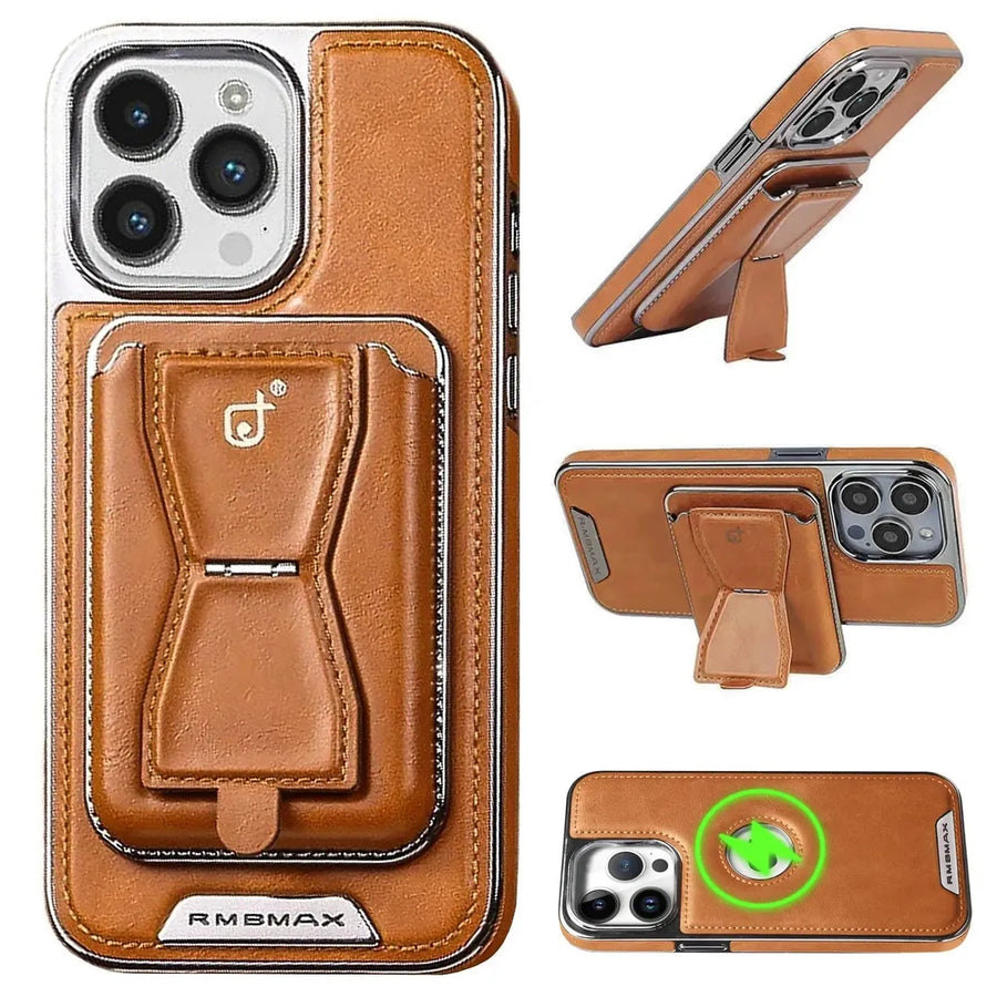 Buy Full Coverage Protection, Leather Phone case, Phone Stander, Card Holder Wallet Case - MALCOLM at Caseles-iPhone 16 Pro Max, Malcolm-Brown
