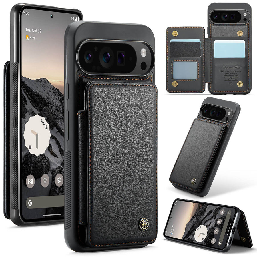 Buy Leather Flip Folio Phone Wallet Case, Magnetic Snap & RFID Blocking Card Slots, Kickstand Shockproof Protective Cover - NASHUA at Caseles-Google Pixel 10 Pro XL, Nash-Black