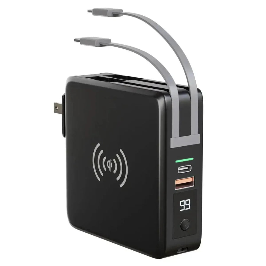Buy Wireless Power Bank Universal 5 in 1 Travel Charger with Adapter and Travel Case - POWER BANK UNIVERSAL 10000mA at Caseles-Black,