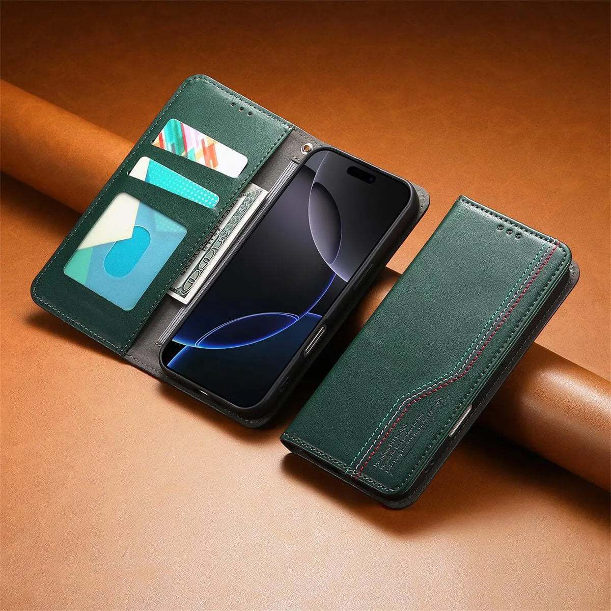 Buy Leather Flip Wallet Case for iPhone 17, Business Standard All-Round Protection, Mobile Phone Case with Stand Function and Magnetic Closure- ABEL at Caseles-iPhone 17 Pro Max, Black