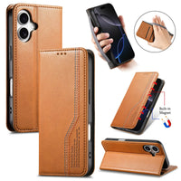Buy Leather Flip Wallet Case for iPhone 17, Business Standard All-Round Protection, Mobile Phone Case with Stand Function and Magnetic Closure- ABEL at Caseles-iPhone 17 Pro Max, Bronze