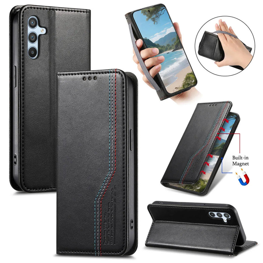 Buy Caseles Leather Flip Wallet Case for Galaxy S25, Business Standard All-Round Protection, Mobile Phone Case with Stand Function and Magnetic Closure,ABLE at Caseles-Samsung Galaxy S25 Ultra, Black