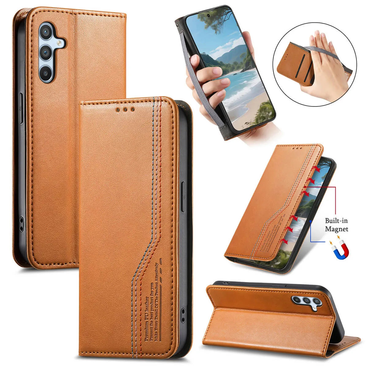 Buy Caseles Leather Flip Wallet Case for Galaxy S25, Business Standard All-Round Protection, Mobile Phone Case with Stand Function and Magnetic Closure,ABLE at Caseles-Samsung Galaxy S25 Ultra, Bronze