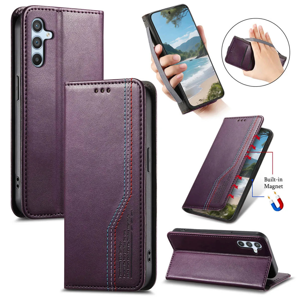 Buy Caseles Leather Flip Wallet Case for Galaxy S25, Business Standard All-Round Protection, Mobile Phone Case with Stand Function and Magnetic Closure,ABLE at Caseles-Samsung Galaxy S25 Ultra, Purple