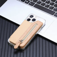 Buy Caseles Stick-On Phone Wallet Card Holder With Zipper Pouch For Cash & Coins - ADHESIVE PHONE WALLET CARD HOLDER at Caseles-Black, 