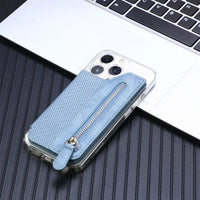 Buy Caseles Stick-On Phone Wallet Card Holder With Zipper Pouch For Cash & Coins - ADHESIVE PHONE WALLET CARD HOLDER at Caseles-Black, 