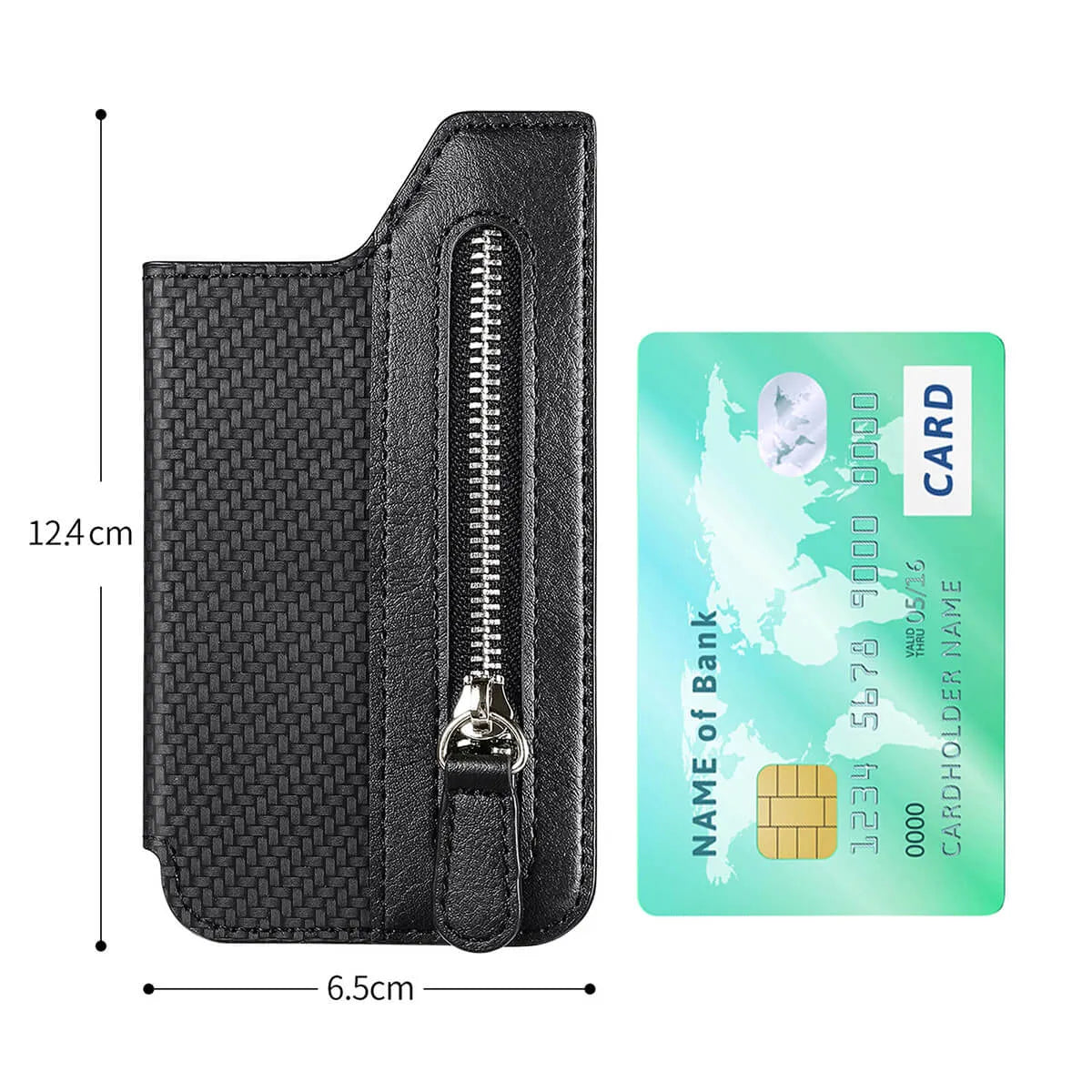 Buy Caseles Stick-On Phone Wallet Card Holder With Zipper Pouch For Cash & Coins - ADHESIVE PHONE WALLET CARD HOLDER at Caseles-Black, 