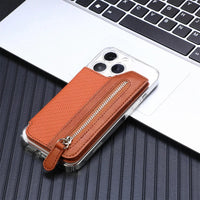 Buy Caseles Stick-On Phone Wallet Card Holder With Zipper Pouch For Cash & Coins - ADHESIVE PHONE WALLET CARD HOLDER at Caseles-Black, 
