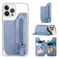 Buy Caseles Stick-On Phone Wallet Card Holder With Zipper Pouch For Cash & Coins - ADHESIVE PHONE WALLET CARD HOLDER at Caseles-Blue, 