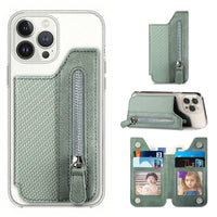 Buy Caseles Stick-On Phone Wallet Card Holder With Zipper Pouch For Cash & Coins - ADHESIVE PHONE WALLET CARD HOLDER at Caseles-Green, 