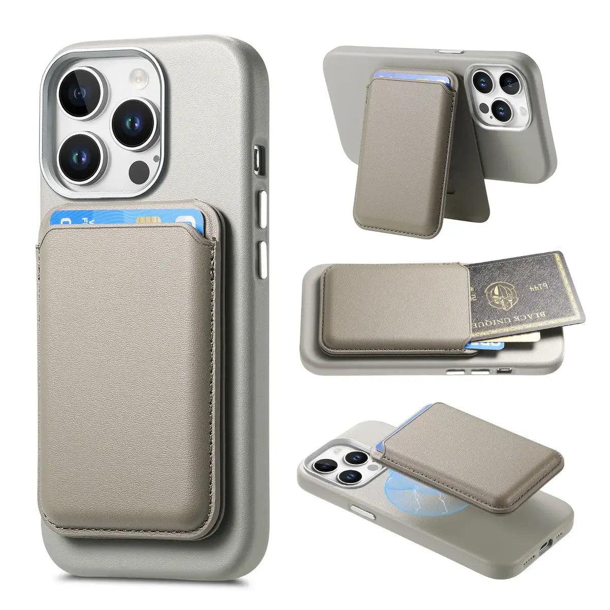 Caseles Full-Grain Leather iPhone Case with Card Holder, MagSafe Ready, Metal Buttons & Camera Bump Frame,Adrian at Caseles-iPhone 16 Pro Max, Beige