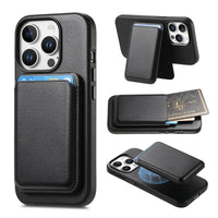 Caseles Full-Grain Leather iPhone Case with Card Holder, MagSafe Ready, Metal Buttons & Camera Bump Frame,Adrian at Caseles-iPhone 16 Pro Max, Black