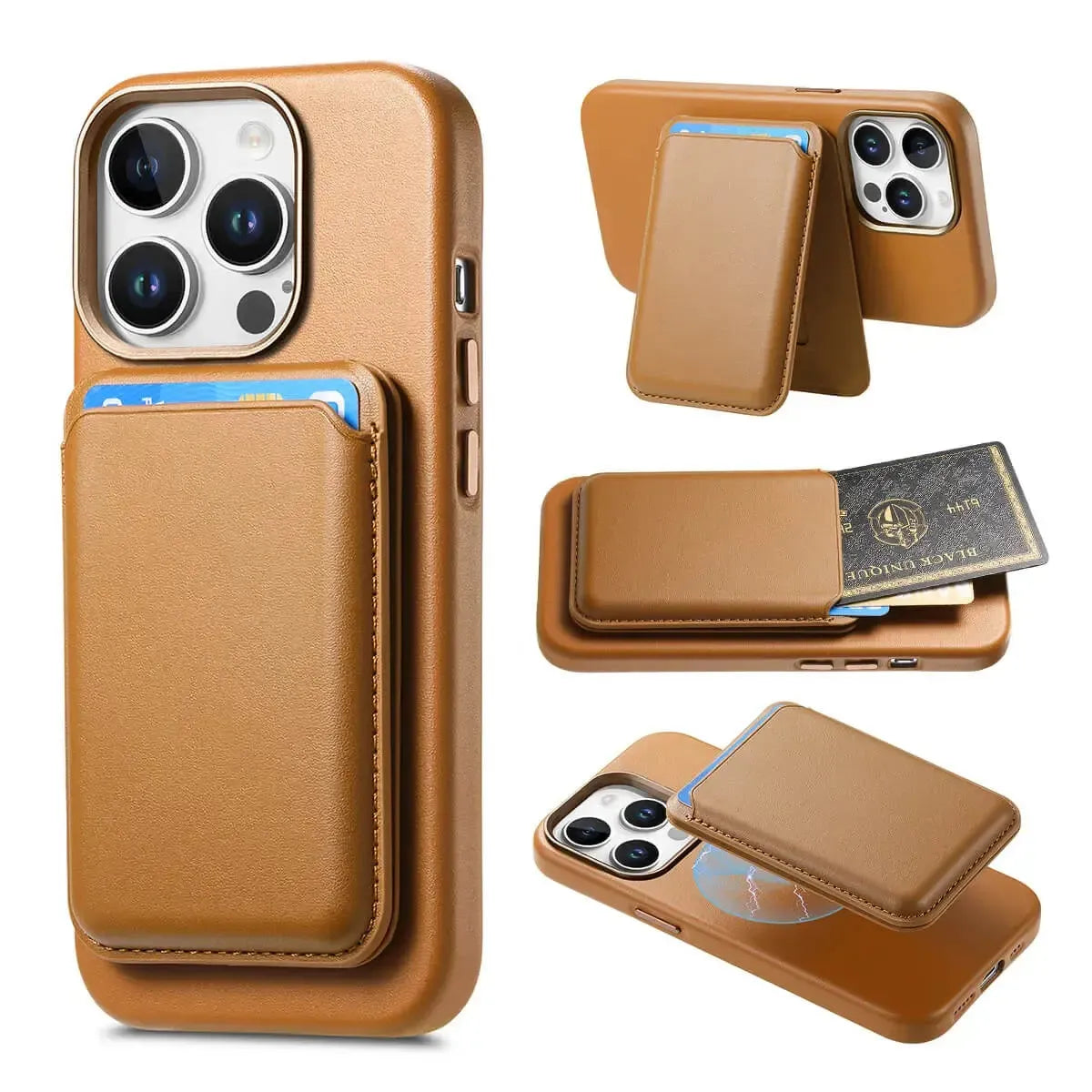 Caseles Full-Grain Leather iPhone Case with Card Holder, MagSafe Ready, Metal Buttons & Camera Bump Frame,Adrian at Caseles-iPhone 16 Pro Max, Bronze