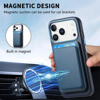 Caseles Full-Grain Leather iPhone Case with Card Holder, MagSafe Ready, Metal Buttons & Camera Bump Frame,Adrian at Caseles-iPhone 17 Pro Max, Black