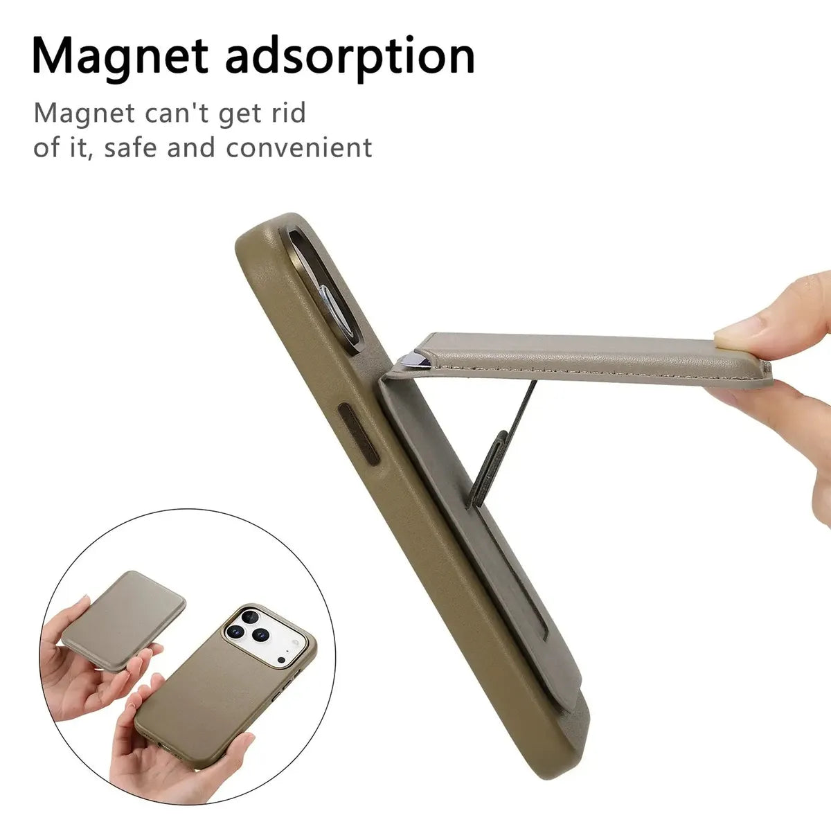 Caseles Full-Grain Leather iPhone Case with Card Holder, MagSafe Ready, Metal Buttons & Camera Bump Frame,Adrian at Caseles-iPhone 17 Pro Max, Black