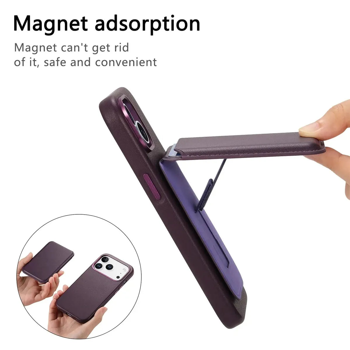 Caseles Full-Grain Leather iPhone Case with Card Holder, MagSafe Ready, Metal Buttons & Camera Bump Frame,Adrian at Caseles-iPhone 17 Pro Max, Black