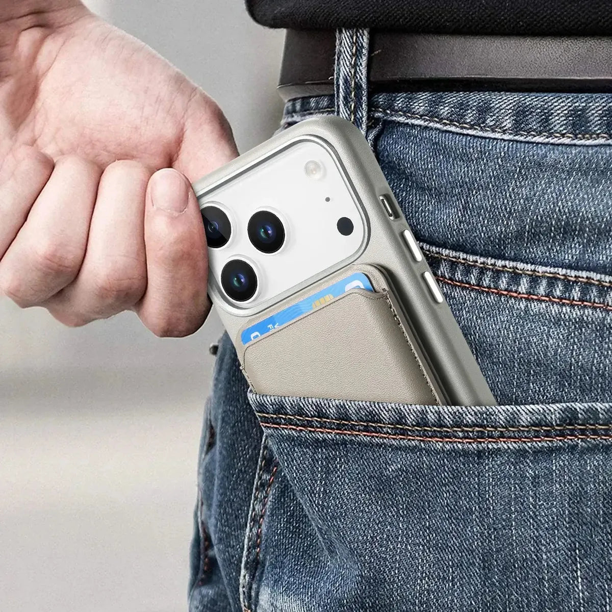 Caseles Full-Grain Leather iPhone Case with Card Holder, MagSafe Ready, Metal Buttons & Camera Bump Frame,Adrian at Caseles-iPhone 17 Pro Max, Black