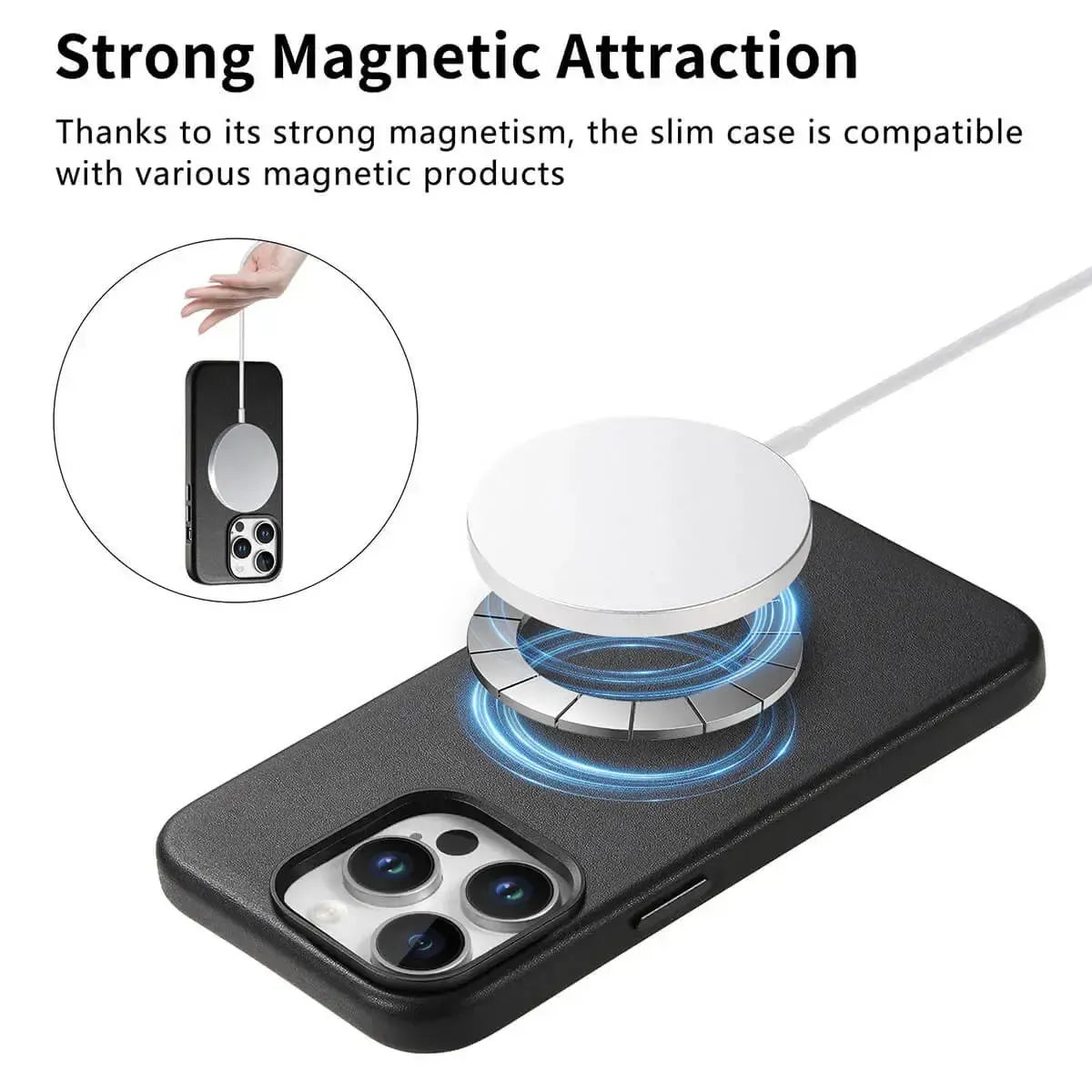 Caseles Full-Grain Leather iPhone Case with Card Holder, MagSafe Ready, Metal Buttons & Camera Bump Frame,Adrian at Caseles-iPhone 16 Pro Max, Andrew-Teal