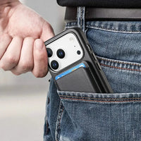 Caseles Full-Grain Leather iPhone Case with Card Holder, MagSafe Ready, Metal Buttons & Camera Bump Frame,Adrian at Caseles-iPhone 17 Pro Max, Black