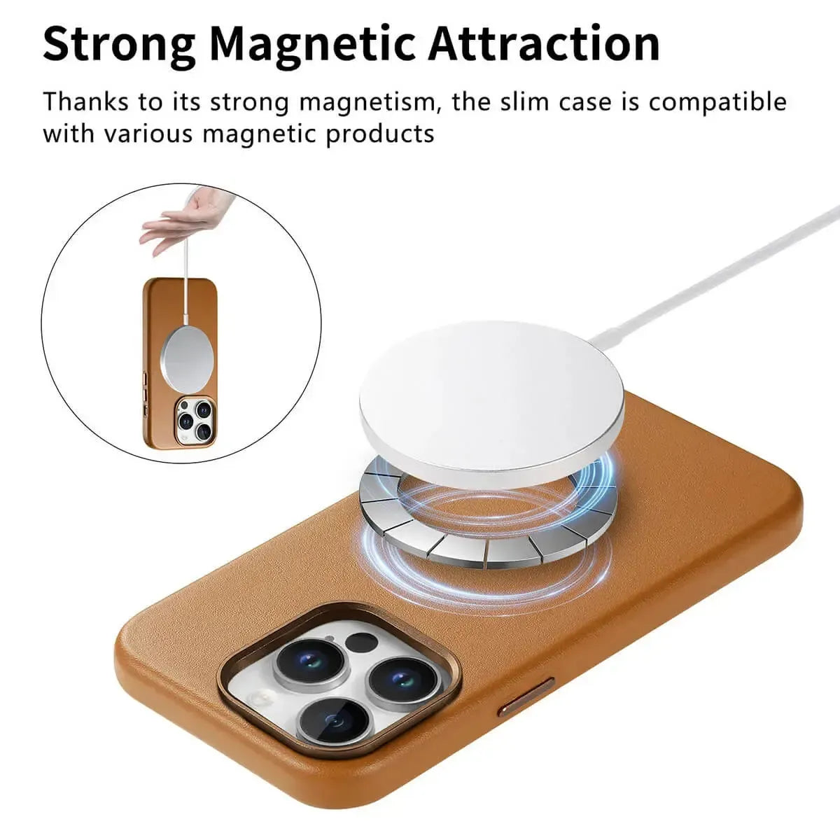 Caseles Full-Grain Leather iPhone Case with Card Holder, MagSafe Ready, Metal Buttons & Camera Bump Frame,Adrian at Caseles-iPhone 16 Pro Max, Andrew-Teal