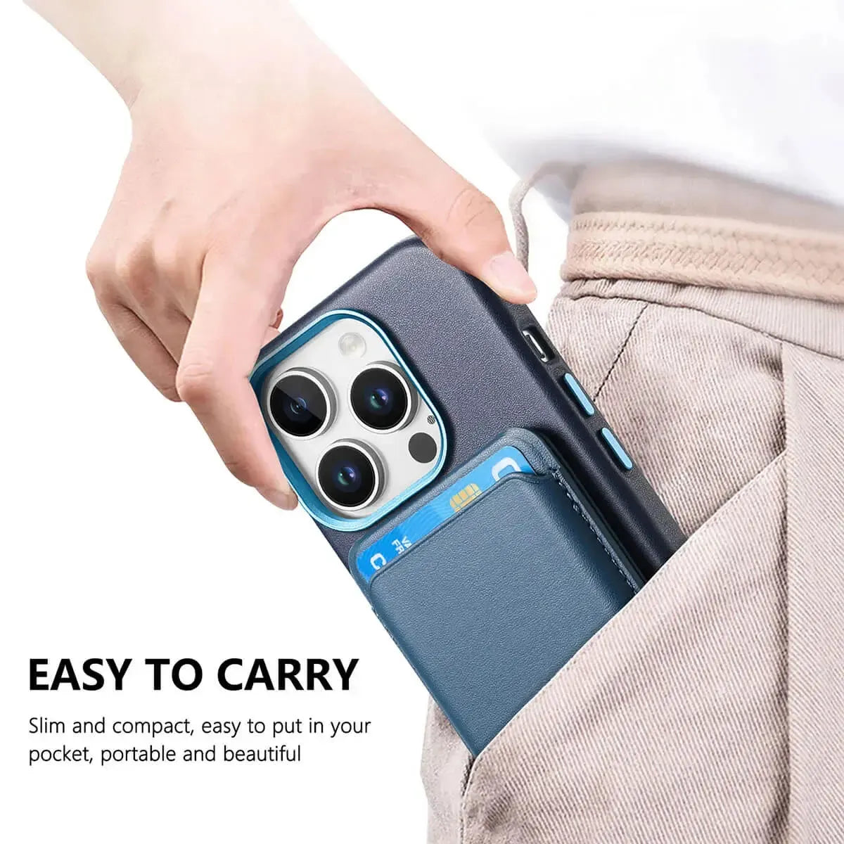 Caseles Full-Grain Leather iPhone Case with Card Holder, MagSafe Ready, Metal Buttons & Camera Bump Frame,Adrian at Caseles-iPhone 16 Pro Max, Andrew-Teal