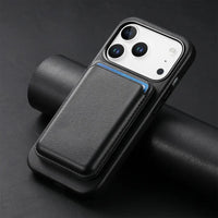 Caseles Full-Grain Leather iPhone Case with Card Holder, MagSafe Ready, Metal Buttons & Camera Bump Frame,Adrian at Caseles-iPhone 17 Pro Max, Black