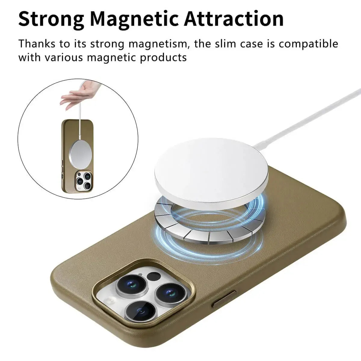 Caseles Full-Grain Leather iPhone Case with Card Holder, MagSafe Ready, Metal Buttons & Camera Bump Frame,Adrian at Caseles-iPhone 16 Pro Max, Andrew-Teal