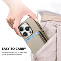 Caseles Full-Grain Leather iPhone Case with Card Holder, MagSafe Ready, Metal Buttons & Camera Bump Frame,Adrian at Caseles-iPhone 16 Pro Max, Andrew-Teal