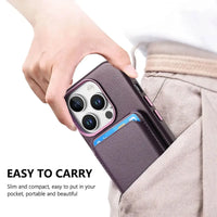 Caseles Full-Grain Leather iPhone Case with Card Holder, MagSafe Ready, Metal Buttons & Camera Bump Frame,Adrian at Caseles-iPhone 16 Pro Max, Andrew-Teal