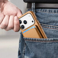 Caseles Full-Grain Leather iPhone Case with Card Holder, MagSafe Ready, Metal Buttons & Camera Bump Frame,Adrian at Caseles-iPhone 17 Pro Max, Black