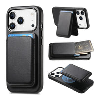 Caseles Full-Grain Leather iPhone Case with Card Holder, MagSafe Ready, Metal Buttons & Camera Bump Frame,Adrian at Caseles-iPhone 17 Pro Max, Black