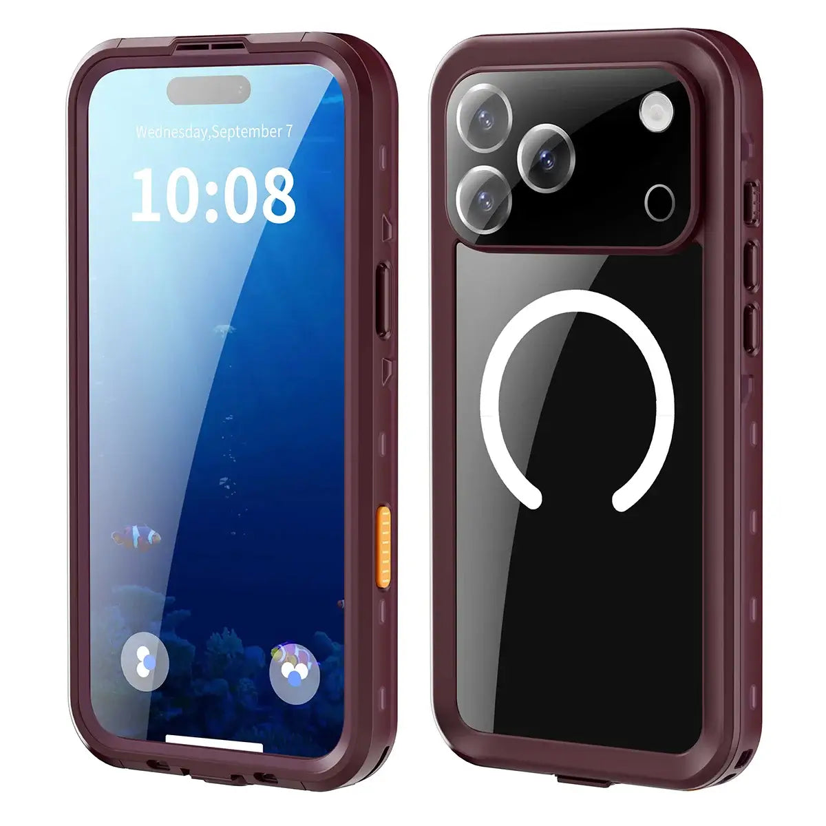 Buy IP68 Waterproof Phone Case, Support Magsafe, Built in Screen Protector, Full Body Heavy Duty Shockproof,Aiden at Caseles-iPhone 18 Pro Max, Burgundy