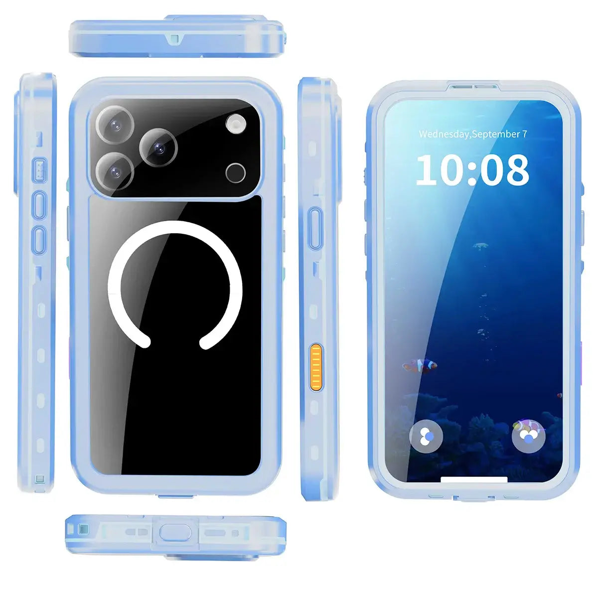 Buy IP68 Waterproof Phone Case, Support Magsafe, Built in Screen Protector, Full Body Heavy Duty Shockproof,Aiden at Caseles-iPhone 18 Pro Max, Lightblue