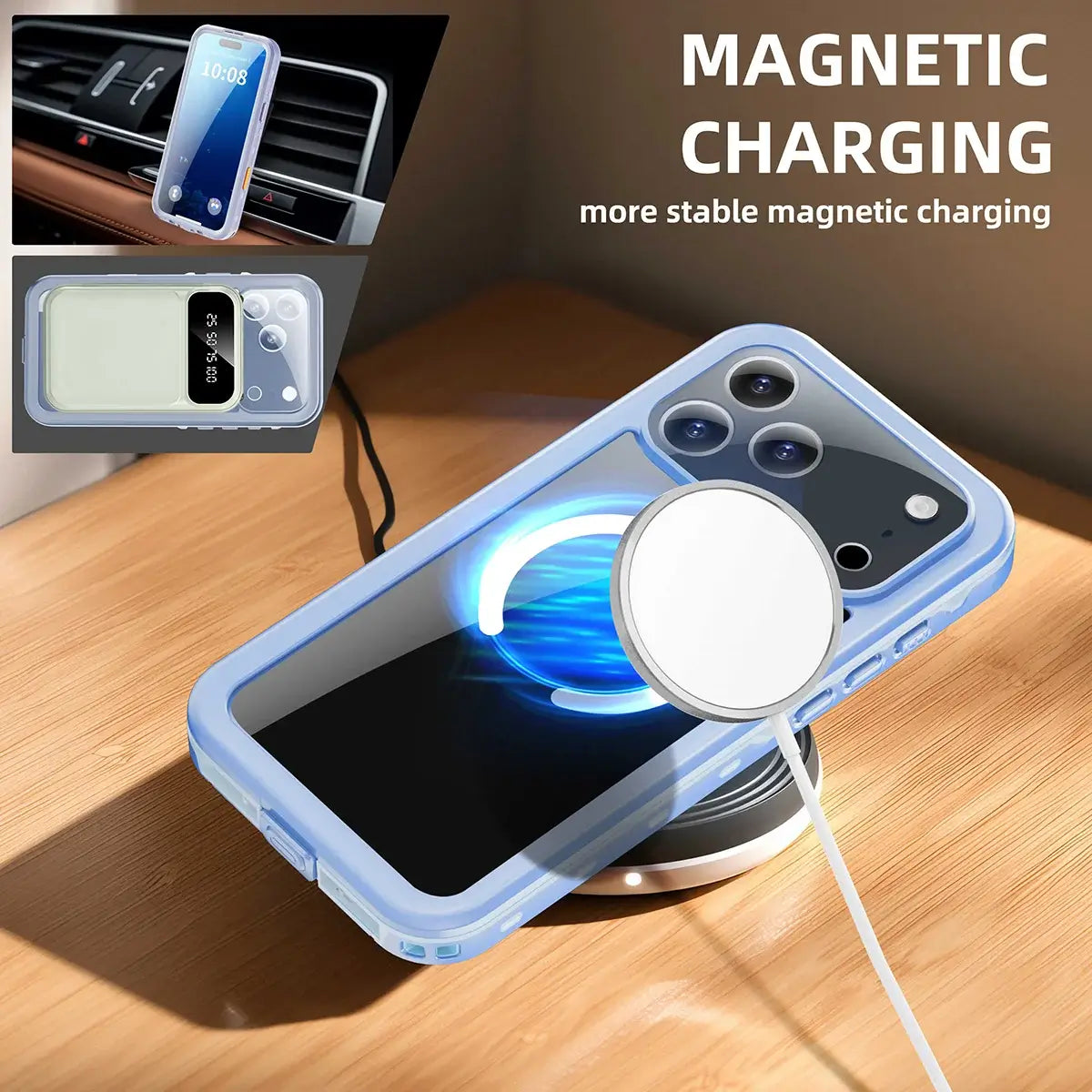 Buy IP68 Waterproof Phone Case, Support Magsafe, Built in Screen Protector, Full Body Heavy Duty Shockproof,Aiden at Caseles-iPhone 18 Pro Max, Lightblue