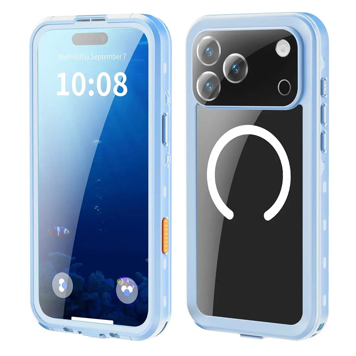 Buy IP68 Waterproof Phone Case, Support Magsafe, Built in Screen Protector, Full Body Heavy Duty Shockproof,Aiden at Caseles-iPhone 18 Pro Max, Lightblue