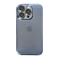 Buy Plating Breathable Heat Dissipation Mesh Cooling Case for iPhone - Alexander at Caseles-iPhone 16 Pro Max, Blue