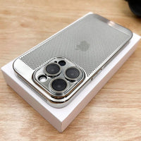 Buy Plating Breathable Heat Dissipation Mesh Cooling Case for iPhone - Alexander at Caseles-iPhone 16 Pro Max, Silver