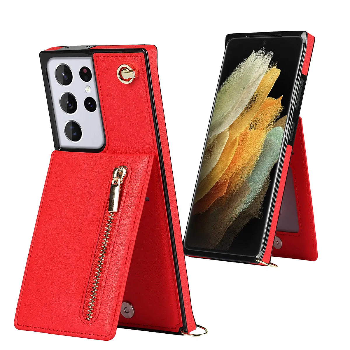 Buy Crossbody Wallet Phone Case, 5 Card Slots, Premium Leather, Kickstand Shockproof Case, Alima at Caseles-Samsung Galaxy S25 Ultra, Alina-Black