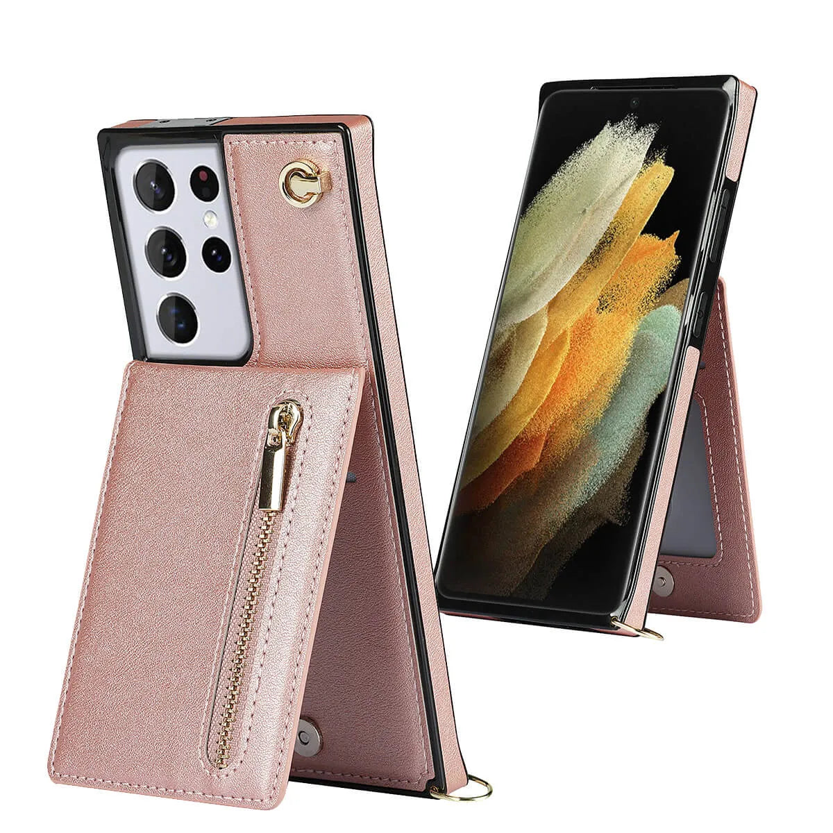 Buy Crossbody Wallet Phone Case, 5 Card Slots, Premium Leather, Kickstand Shockproof Case, Alima at Caseles-Samsung Galaxy S25 Ultra, Alina-Black