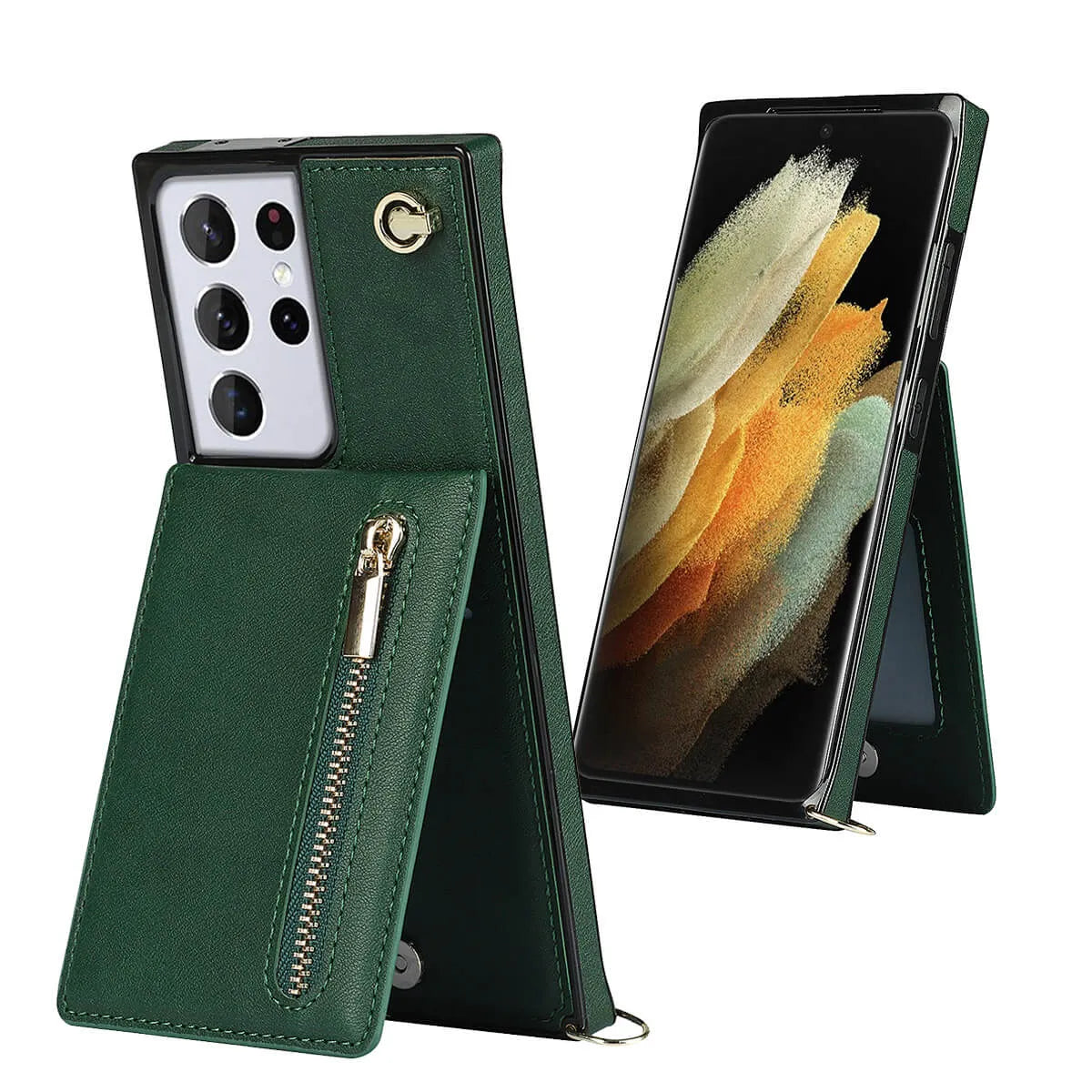 Buy Crossbody Wallet Phone Case, 5 Card Slots, Premium Leather, Kickstand Shockproof Case, Alima at Caseles-Samsung Galaxy S25 Ultra, Alina-Black