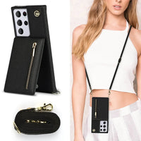 Buy Crossbody Wallet Phone Case, 5 Card Slots, Premium Leather, Kickstand Shockproof Case, Alima at Caseles-Samsung Galaxy S25 Ultra, Alina-Black